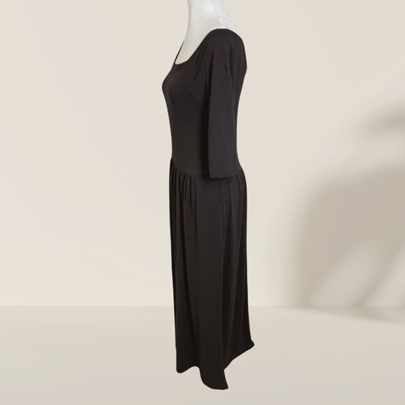 24Seven Comfort Apparel Black Square-Neck Long Sleeve Maxi Dress – Size L - Picture 5 of 6